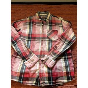 SBS Super Bad Shirt Licence Mens Long Sleeve Button Up Shirt Plaid Size Medium